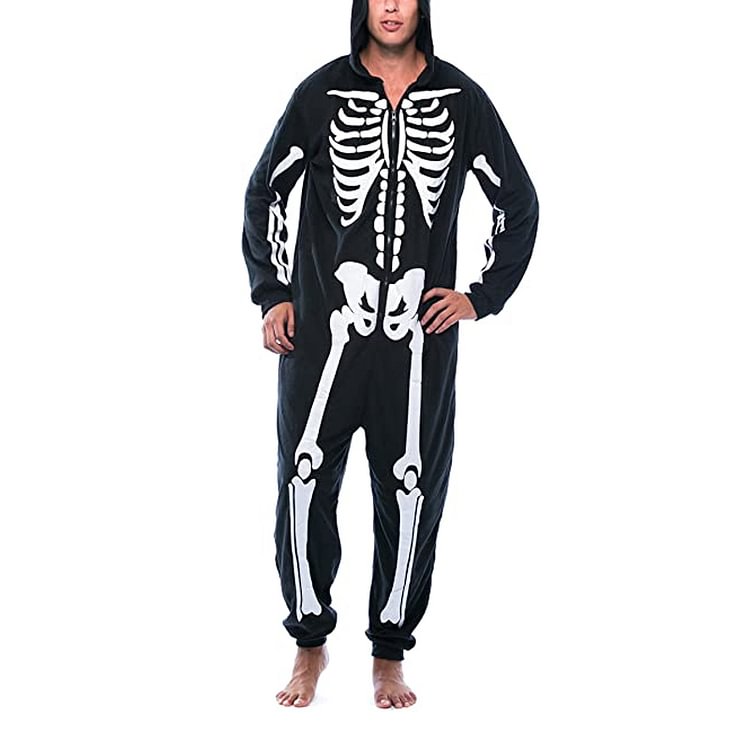 Halloween Costumes Men's Skull Bones Onesie Costume