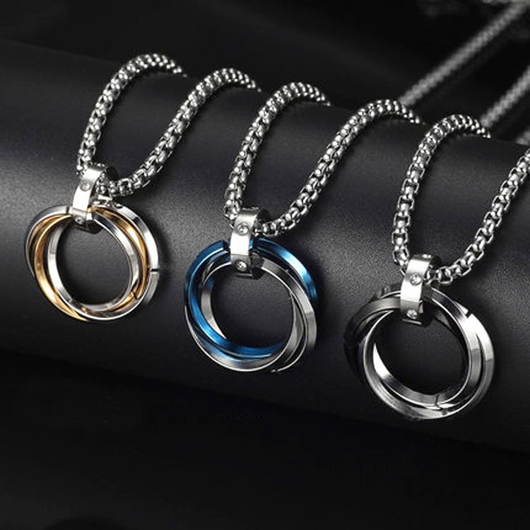 Necklace Three Ring Pendant Chain / Techwear Club / Techwear