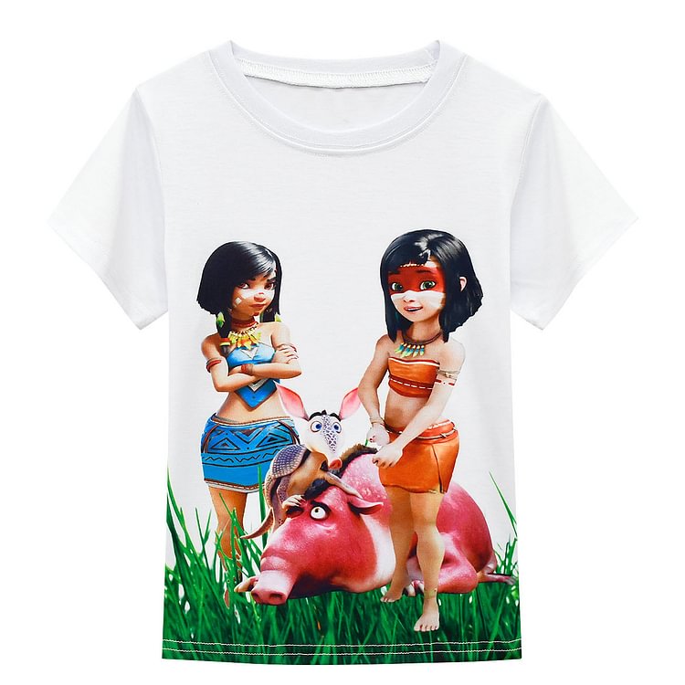2021 Summer Kids Set Ainbo Amber Movie Peripheral Short Sleeve Skirt Children's Four-Piece Set 3721-Mayoulove