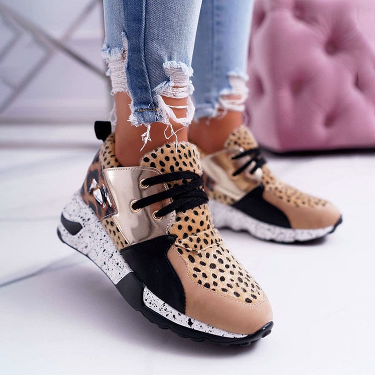 Women's Multi Leopard Print Chunky Sneakers
