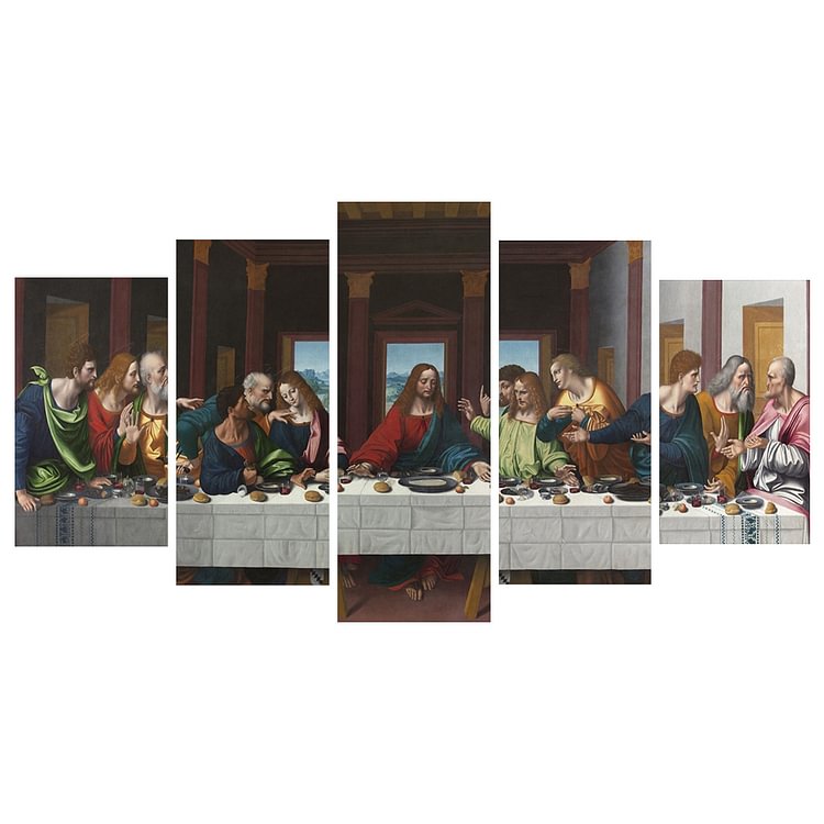 5 Panels The Last Supper - 11CT 3 Strands Threads Printed Cross Stitch Kit - 130*61cm(Canvas)