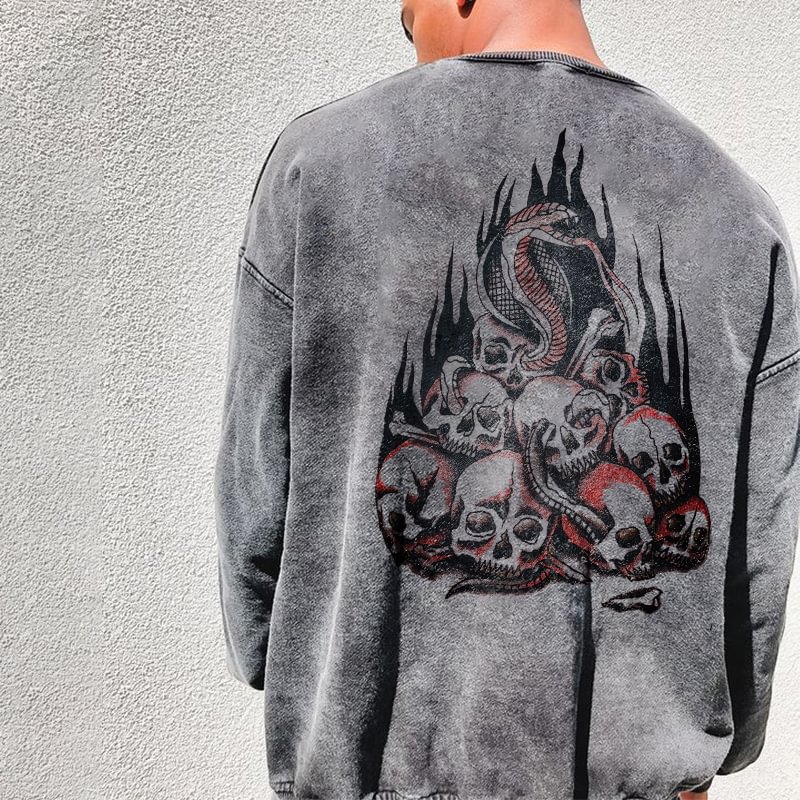Cobra skull print sweatshirt designer - Krazyskull