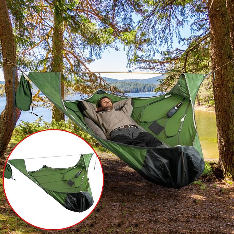 Outdoor Camping Hammock With Mosquito Net Hanging Sleeping Bed Portable High Strength Sleeping Swing - tree - Codlins