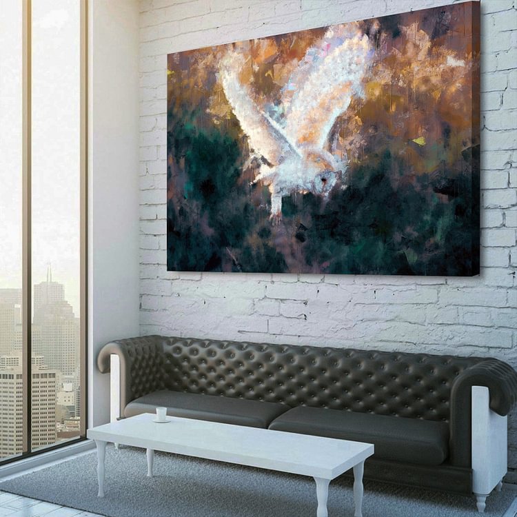 Oil Painting White Owl Canvas Wall Art