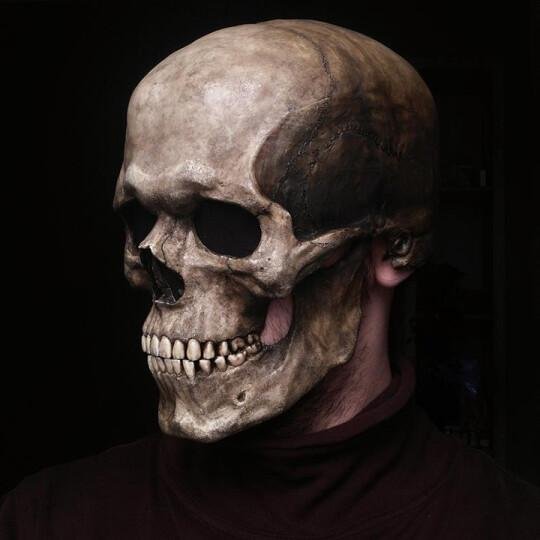 Halloween Skull Mask Movable Jaw Horror Skeleton Mask Full Head Helmet Adults Cosplay Evil Call Of Duty Masquer - vzzhome
