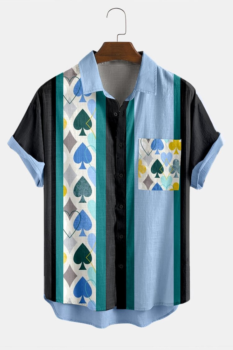 Tiboyz Fashion Colorblock Poker Men's Shirt