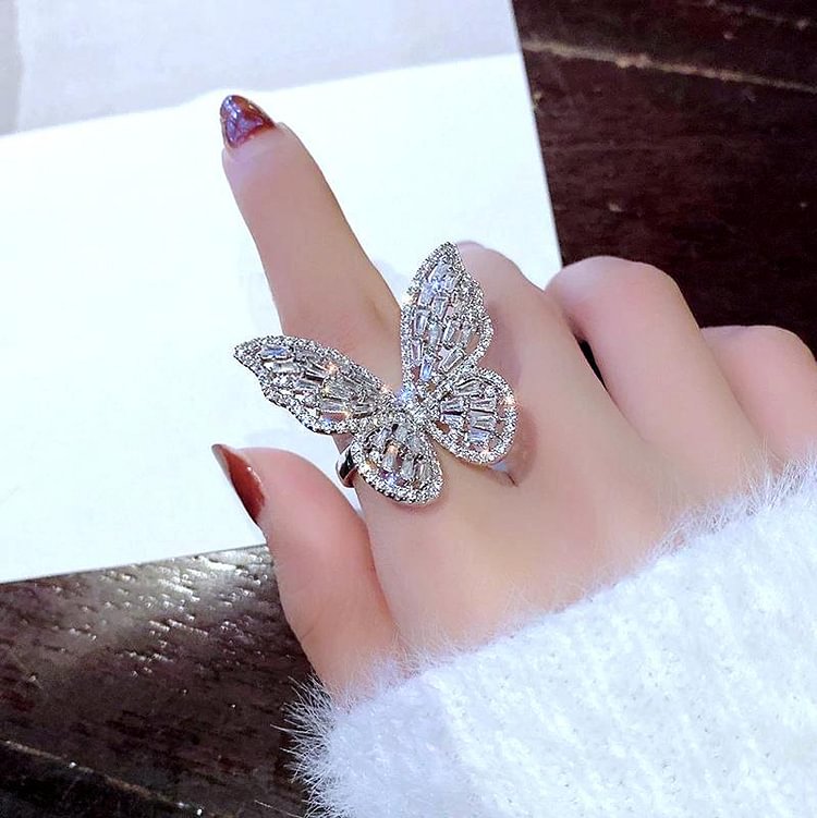 Luna Crystal Butterfly Ring-Mayoulove