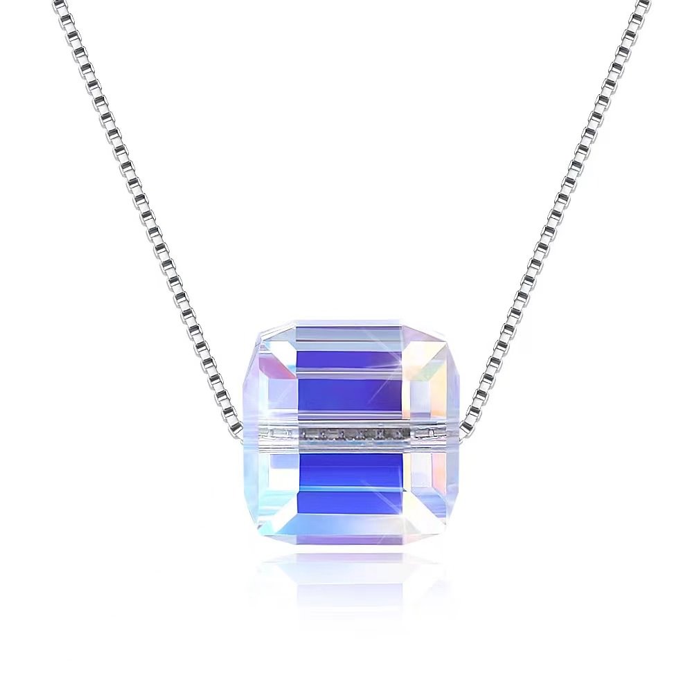 Colorful Small Square Crystal Necklace