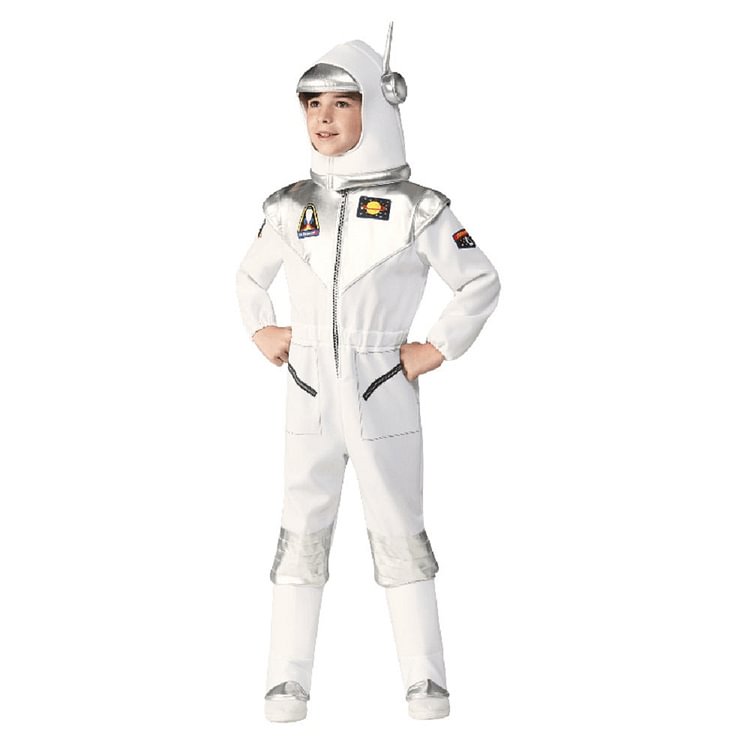 Mayoulove Children Astronaut Space Suit with Hat Boys Girls Jumpsuit Halloween Fancy Cosplay Costume-Mayoulove