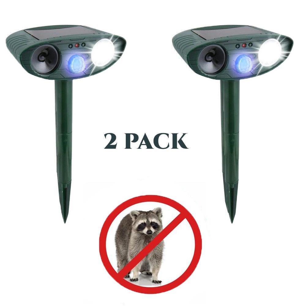 Ultrasonic Raccoon Repeller - PACK of 2 - Solar Powered - Get Rid of Raccoons in 48 Hours or It's FREE - CA - vzzhome