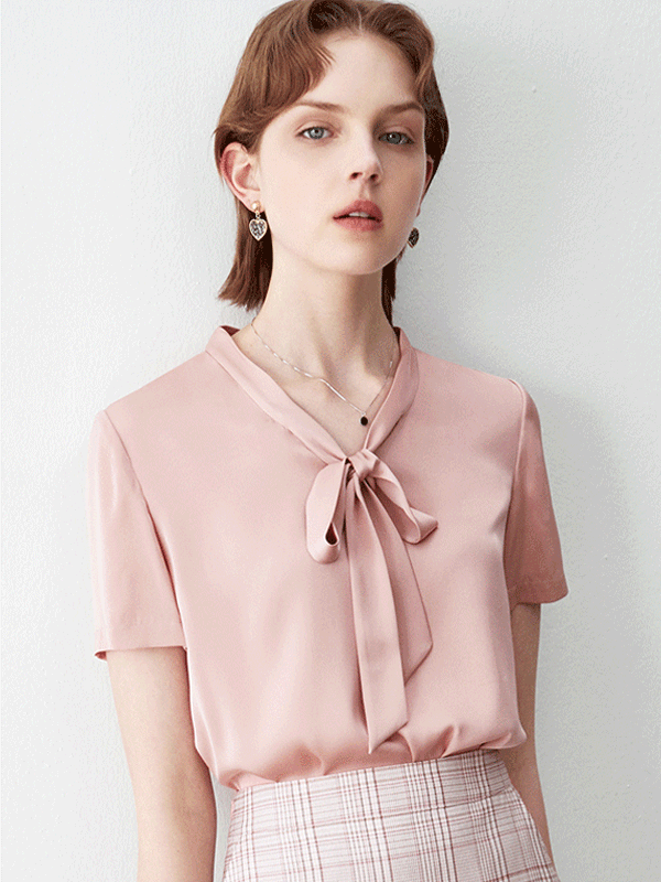 Elegant Pink Half Sleeves Silk Blouse-Luxury Silk Life