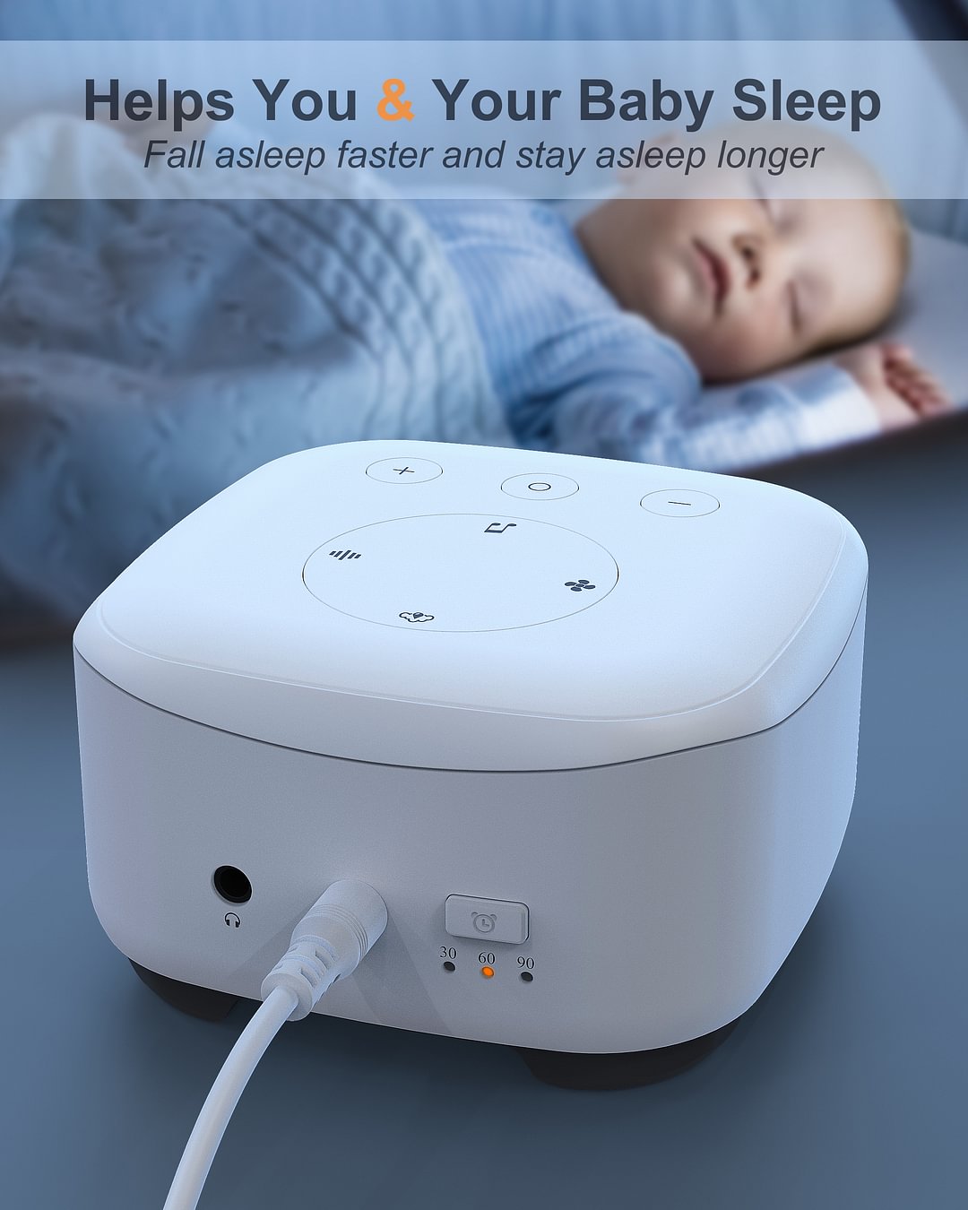 elesories S3STD White Noise Sound Machine, 24 Sounds(White)