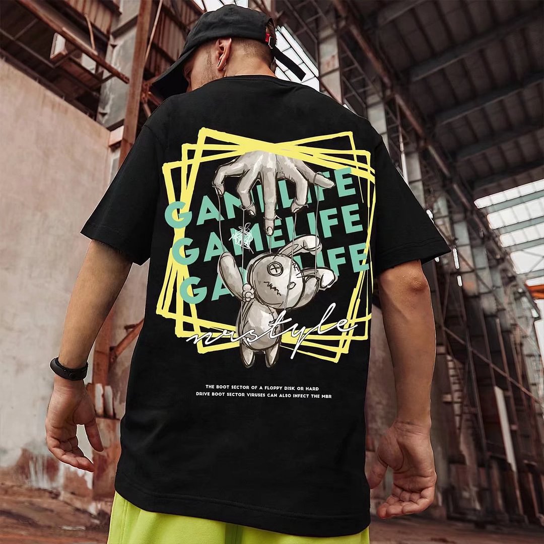 Hip Hop Rabbit Print T-Shirt / Techwear Club / Techwear