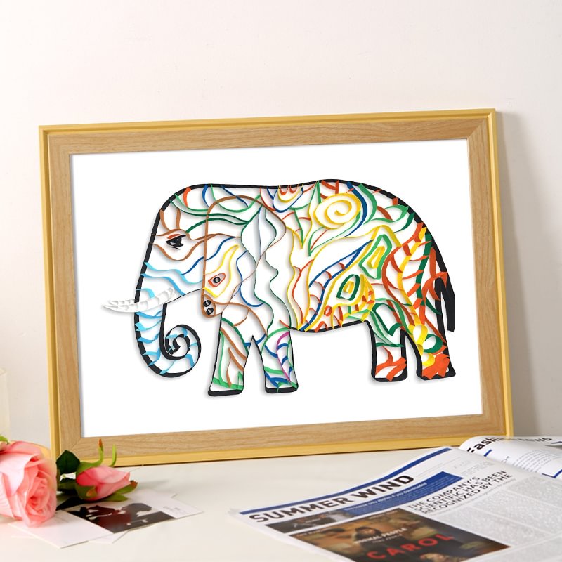JEFFQUILLING™-JEFFQUILLING™ Paper Filigree Painting Kit -Colorful elephants