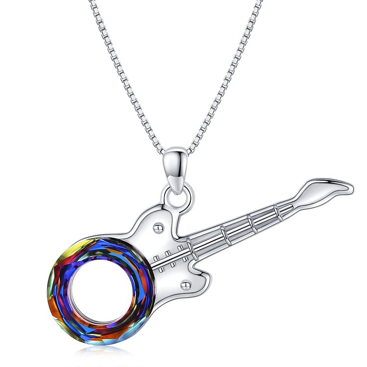 S925 Guitar Crystal Circle Necklace