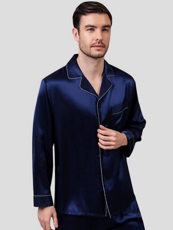 Basic Pure Silk Pajamas Set for Men
