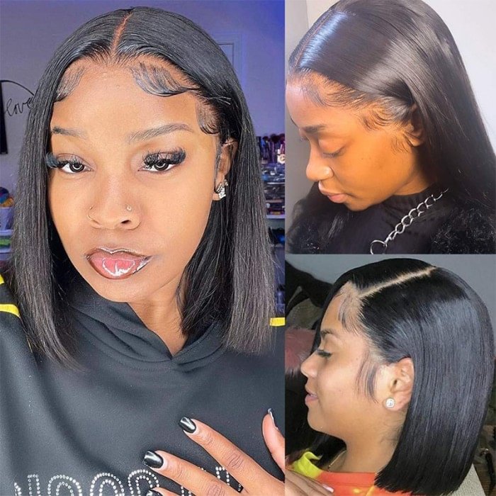 💥 Affordable  💥 Undetectable 13×4 Frontal Lace Wigs | Black Straight Bob Wigs | Upgraded 2.0