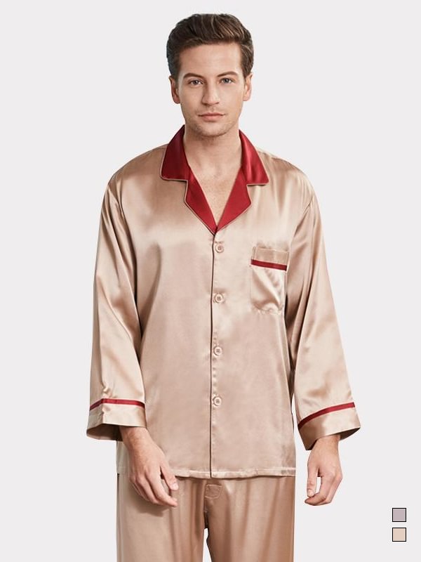 22 MOMME Pyjama en soi couleur contrasté homme-Soie Plus