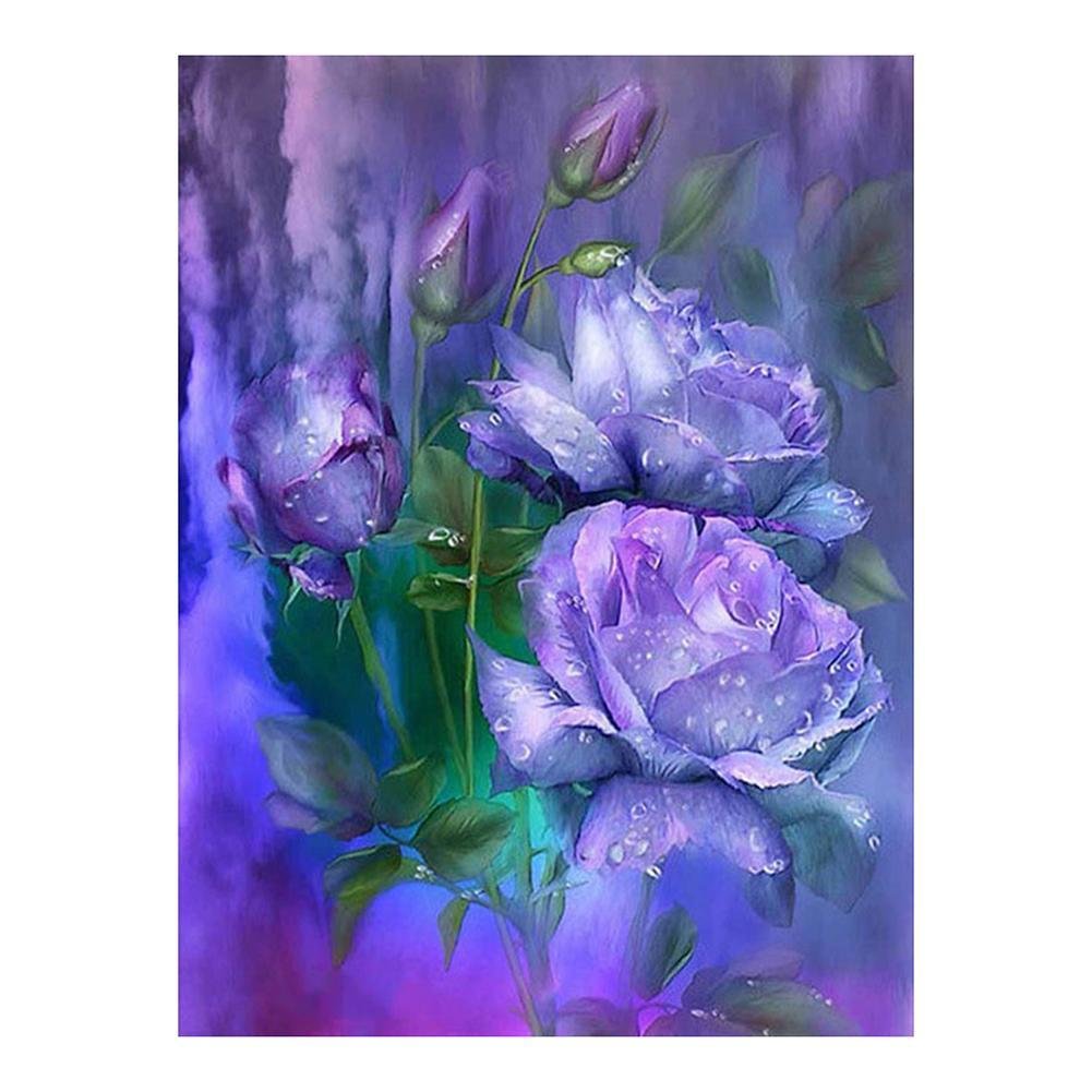 Full Round Diamond Painting Purple Rose
