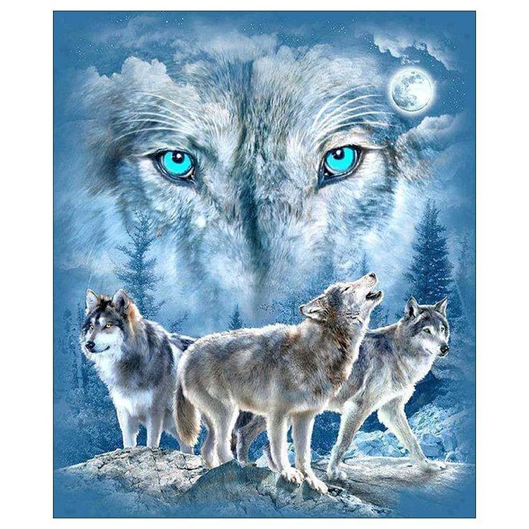 Wolf Living Room - Round Drill Diamond Painting - 30x35cm(Canvas)