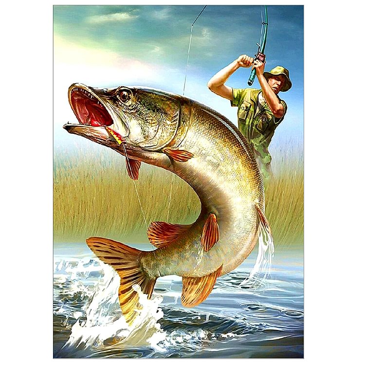 Fishing Landscape - Special Shaped Diamond Painting - 40*30CM