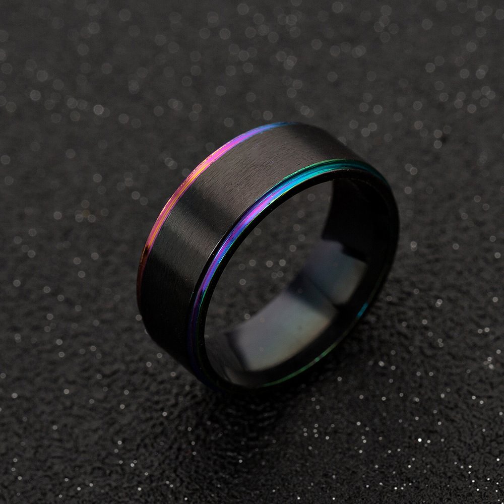 Titanium steel ring colorful black gold lasha electroplating ring