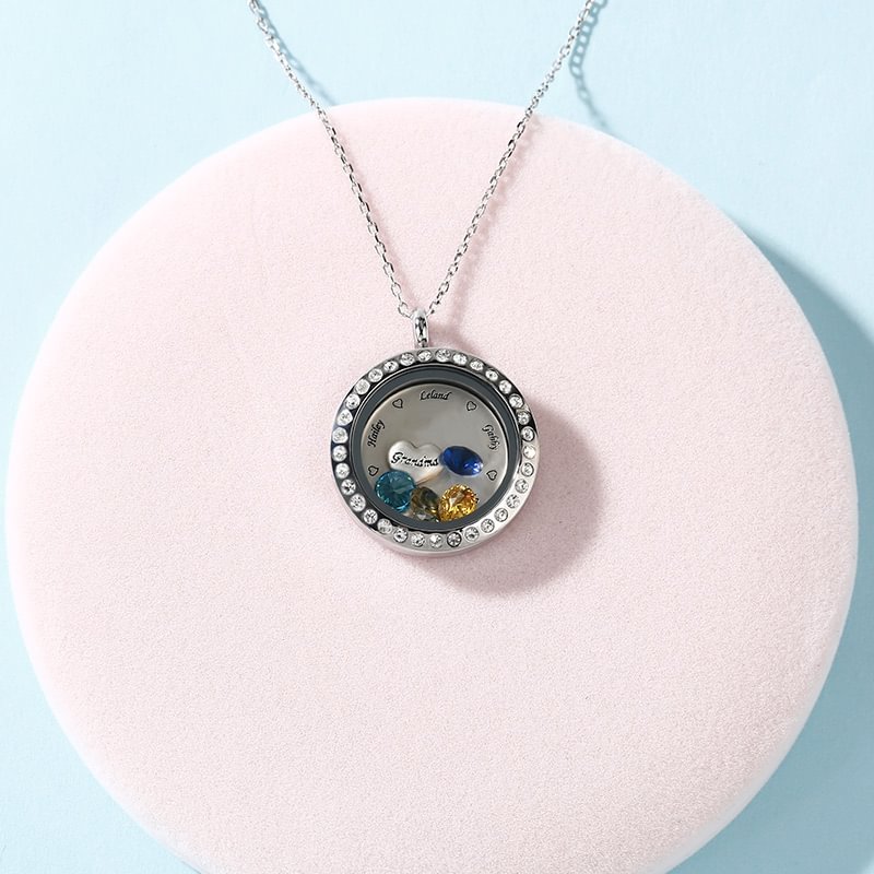 "Around You" Personalized Locket Necklace with Birthstone
