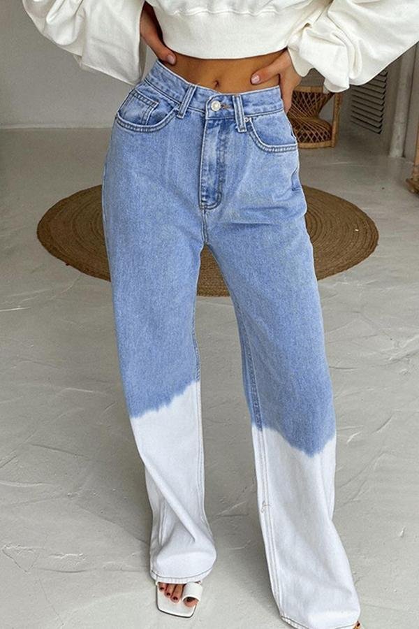 Womens Unusual Gradient Wide Leg Jeans-Allyzone-Allyzone