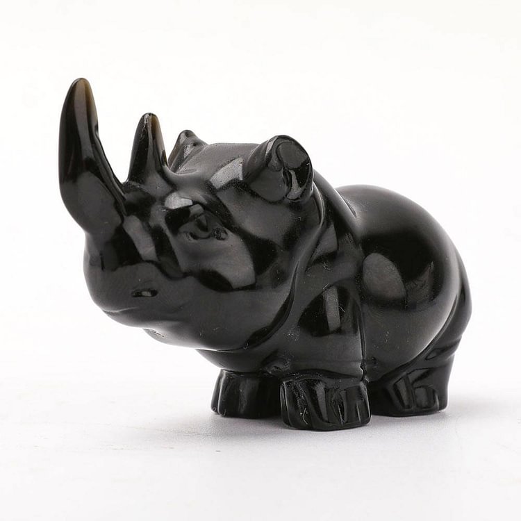 Black Obsidian Rhino Carvings Animal Bulk Crystal wholesale suppliers 