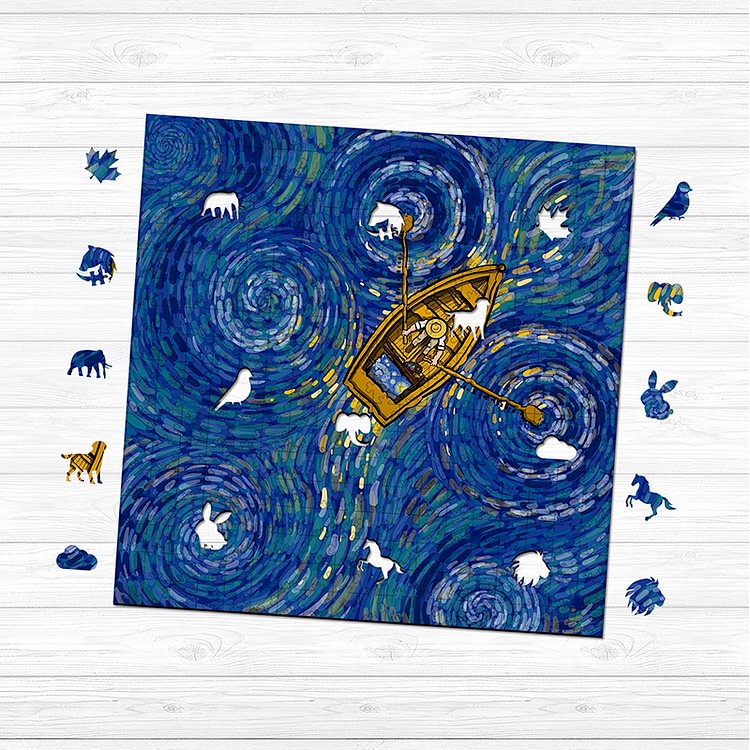 Van Gogh Rowing A Boat Wooden Jigsaw Puzzle