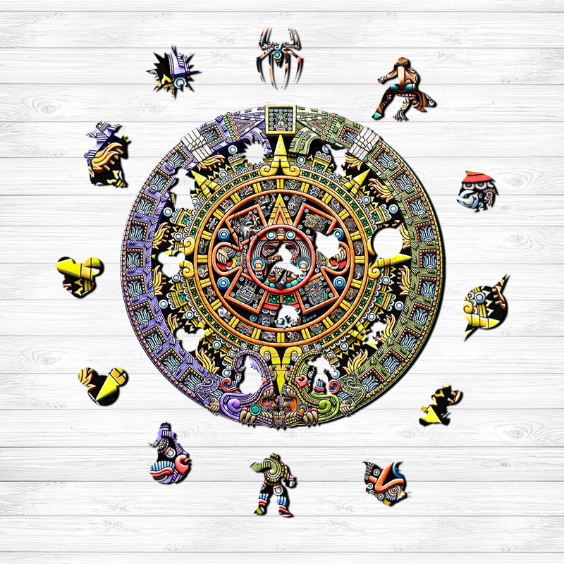 JEFFPUZZLE™-JEFFPUZZLE™ Aztec Sun Wooden Puzzle