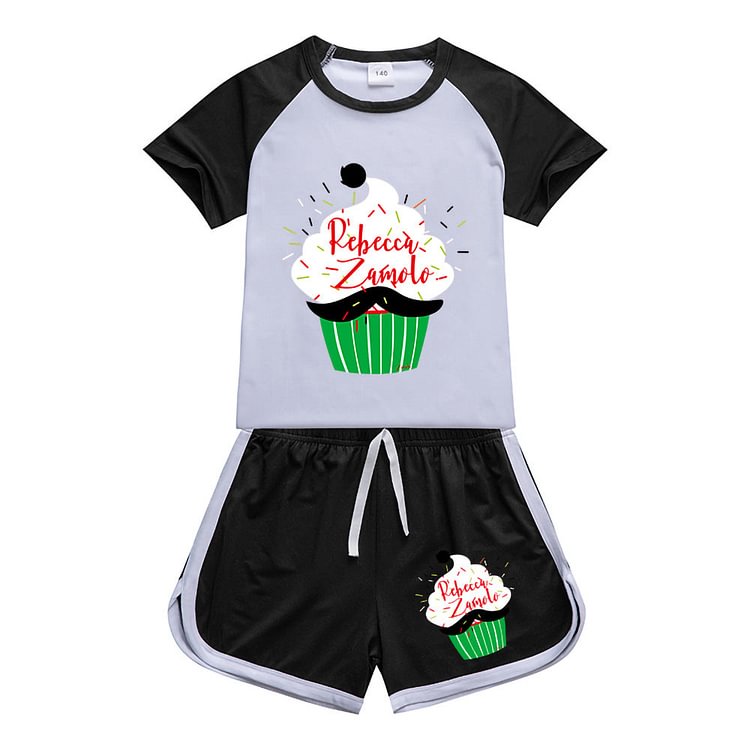 Mayoulove Kids Rebecca Zamolo Ice Cake Sportswear Outfits T-Shirt Shorts Sets-Mayoulove