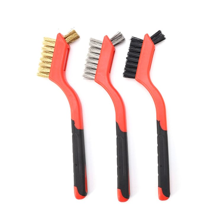 3pcs Wire Brush 7 inch Mini Micro Rust Paint Remover Scrubbing Brushes Red