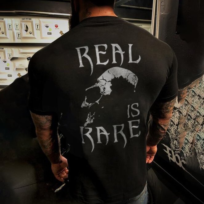 Men's designer skull real is rare printed T-shirt - Livereid