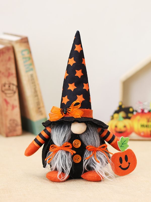 Halloween Gnomes Plush Decorations Elf Doll with Witch Cloak Hat