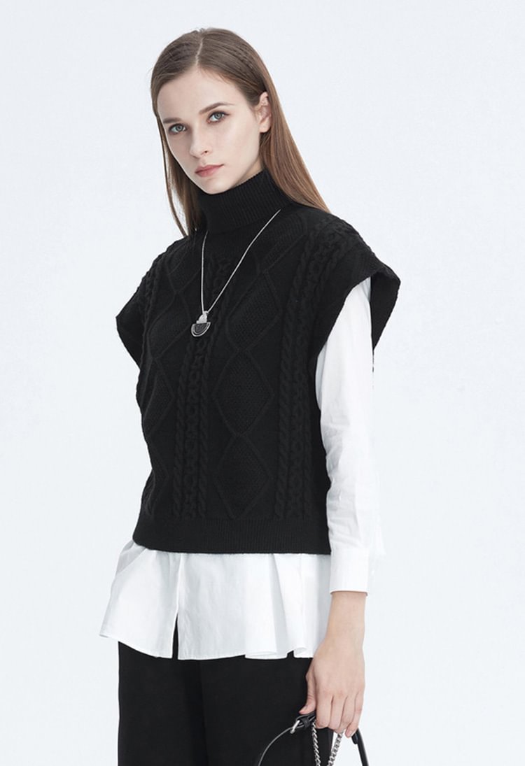SDEER Fashion Ribbed Pattern Knitted Shirt Two-Piece Sweater