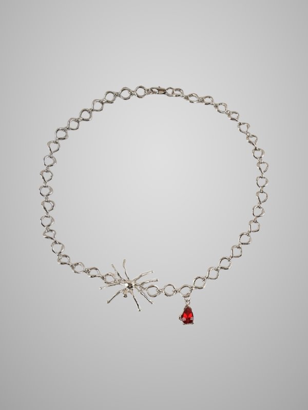 Spider-shaped Blood Drop Pendant Necklace