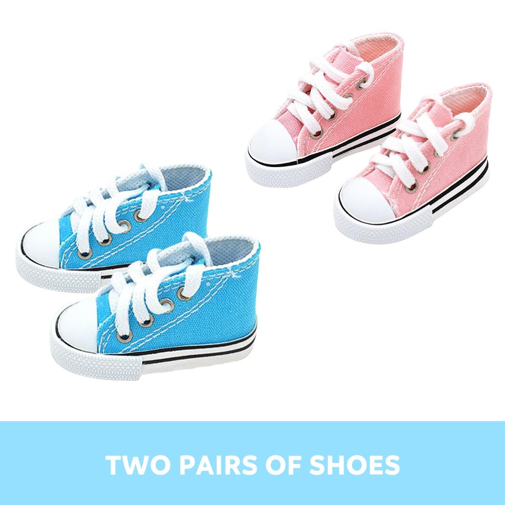 [For 12'' Dolls] Baby Shoes for 12 Inches Dolls (Set of 2 Pairs) Sneakers Set