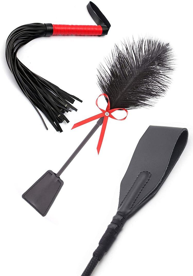 18" Riding Crop and 22" Whip Red Floggers for Costume Cosplay