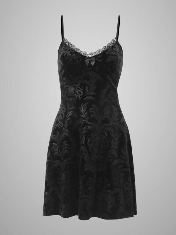 Velvet Lace Little Black Dress Cami