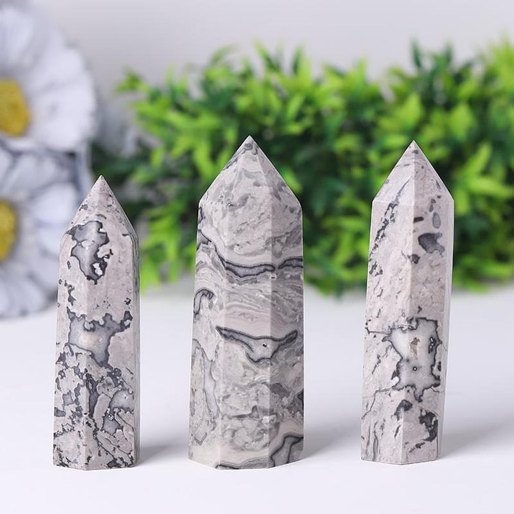 Wholesale Natural Picasso Jasper Point Crystal Tower Healing Stone for Feng Shui Decoration Crystal wholesale suppliers