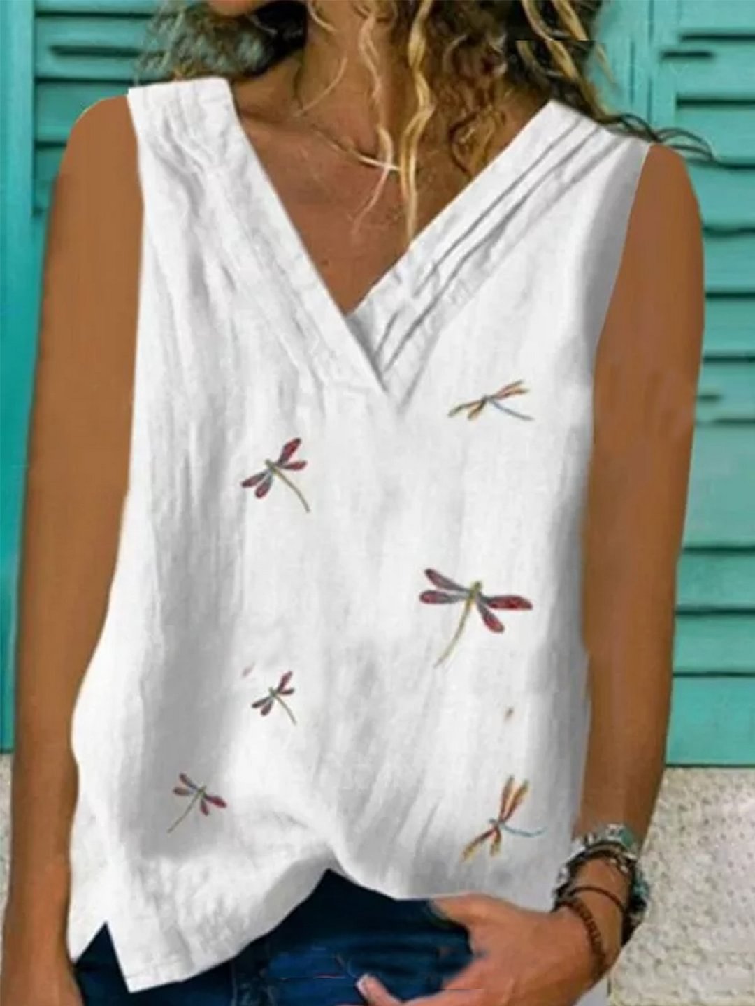 Sleeveless Cotton-Blend Shirts & Tops-Corachic