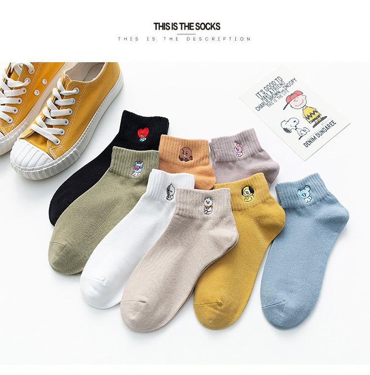 BT21 Cute Embroidered Cotton Socks