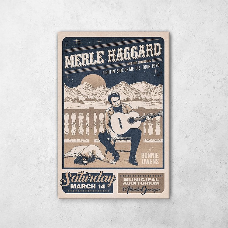 Merle Haggard 'Fighting Side of Me' US Tour 1970 Canvas Wall Art