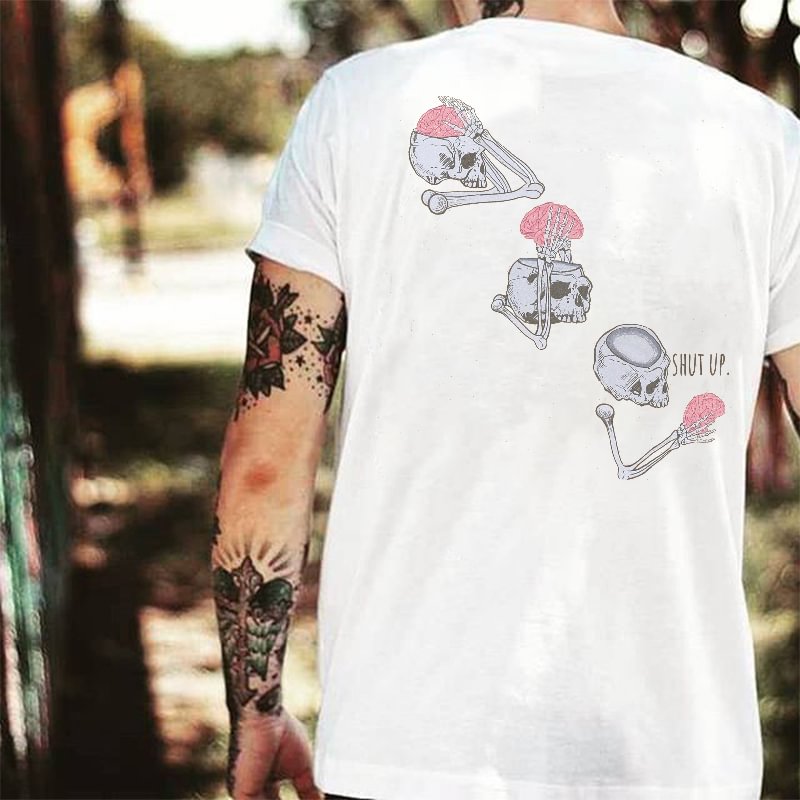 Shut Up Skulls Funny Printed Fashion T-shirt - Krazyskull