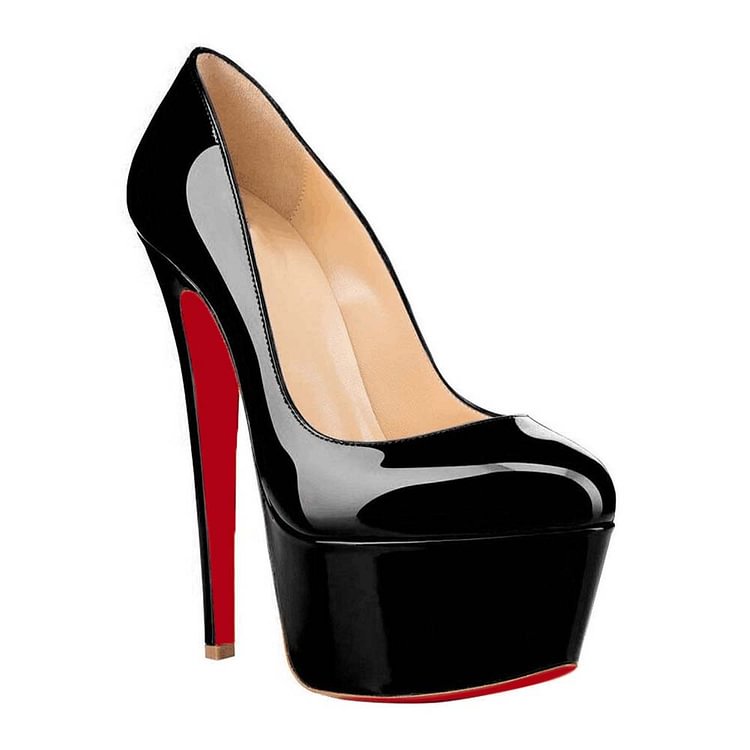 160mm Women's High Heels Red Bottom Pumps Platform Round Toe Shoes