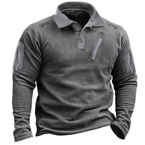 Men's Outdoor Fleece Warm Henry Collar Tactical Polo Sweatshirt / [viawink] /