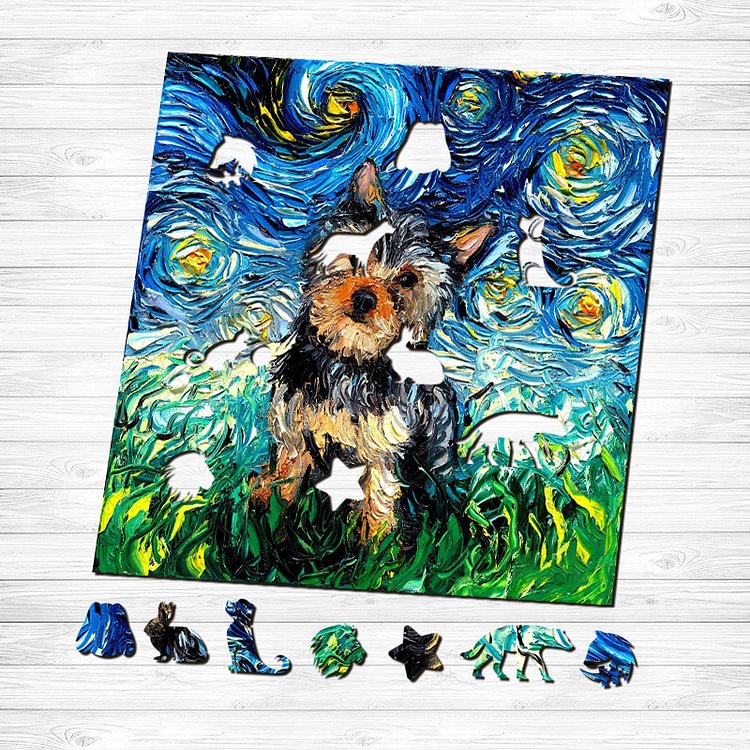 Van Gogh Starry Sky - Puppy Wooden Puzzle