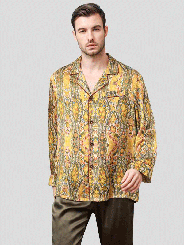 Fashion Affordable Silk Pajamas Set For Men