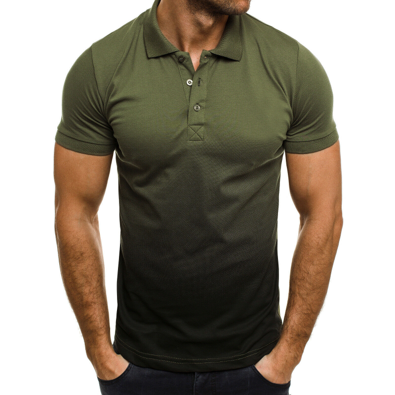 Gradients Casual Men's Shorts Sleeve Polo Shirts-VESSFUL